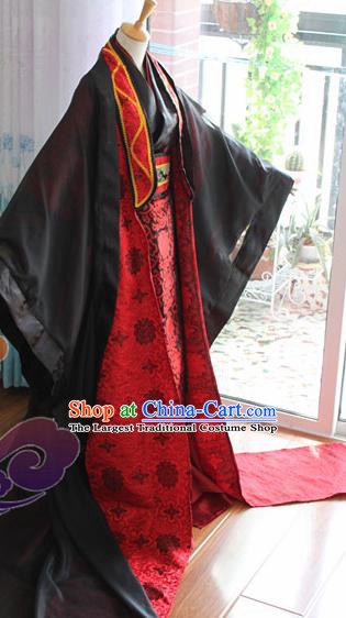 Custom Chinese Ancient Royal Highness Black Clothing Traditional Cosplay Emperor Swordsman Costume for Men