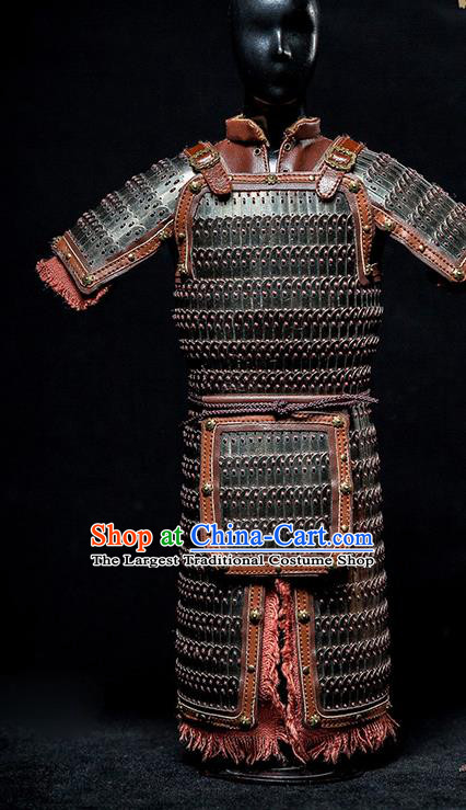 Chinese Ancient Cosplay General Yue Fei Armor and Helmet Traditional Song Dynasty Military Officer Costumes Complete Set for Men