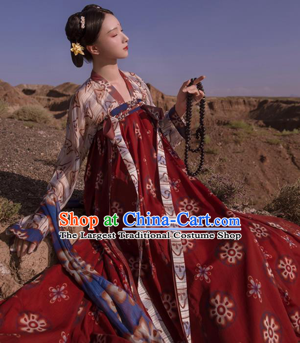 Chinese Ancient Tang Dynasty Court Maid Hanfu Dress Traditional Palace Odalisque Costumes for Women