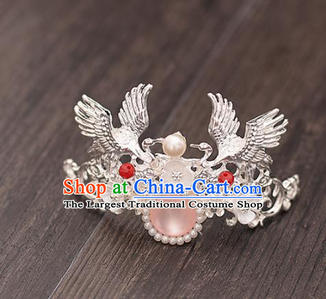 Chinese Ancient Bride Crane Hairdo Crown Hairpins Traditional Hanfu Wedding Hair Accessories for Women