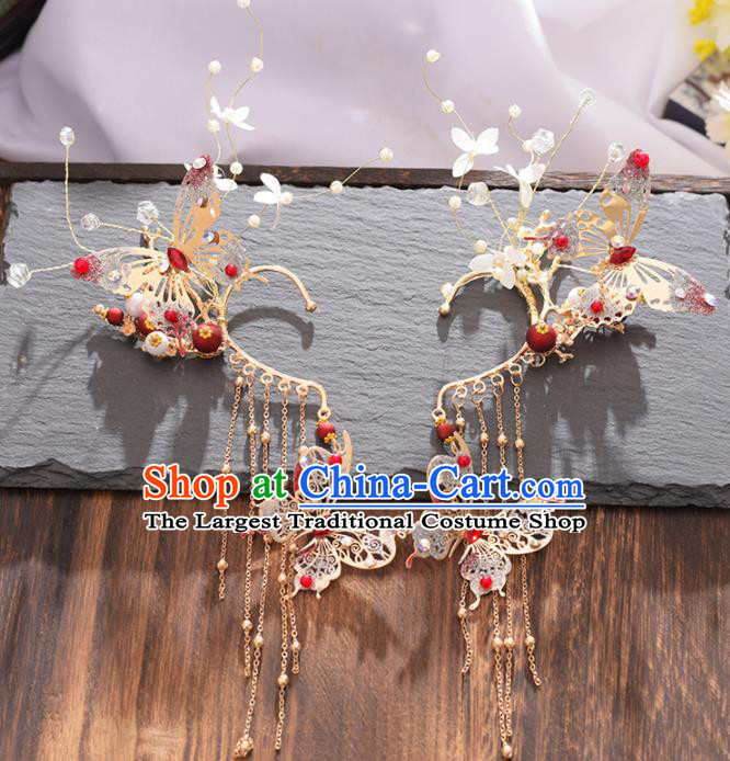 Chinese Ancient Court Butterfly Tassel Earrings Traditional Princess Hanfu Wedding Accessories for Women