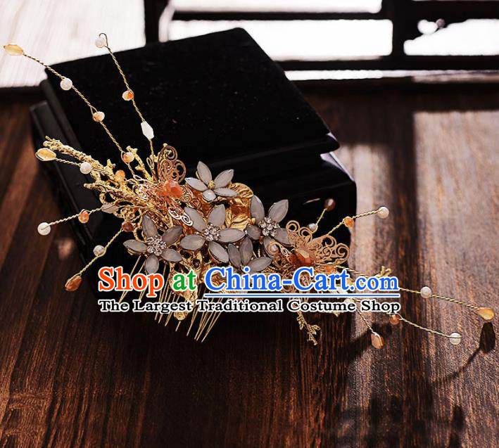 Chinese Ancient Bride Hair Comb Tassel Hairpins Traditional Hanfu Wedding Hair Accessories for Women