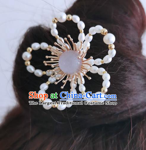 Chinese Ancient Princess Pearls Hair Clip Hairpins Traditional Handmade Hanfu Hair Accessories for Women