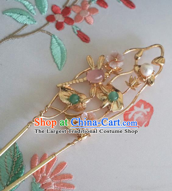 Chinese Ancient Princess Dragonfly Lotus Hairpins Traditional Handmade Hanfu Hair Accessories for Women