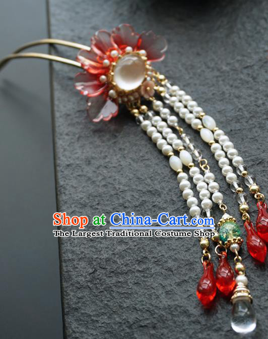 Chinese Ancient Princess Beads Tassel Hairpins Traditional Handmade Hanfu Hair Accessories for Women