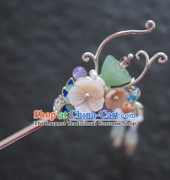 Chinese Ancient Princess Lotus Speed Tassel Hairpins Traditional Handmade Hanfu Hair Accessories for Women