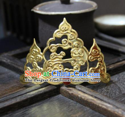 Chinese Ancient Princess Golden Cloud Hair Crown Hairpins Traditional Handmade Hanfu Hair Accessories for Women