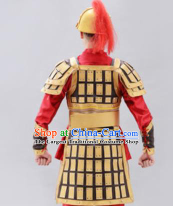 Traditional Chinese Ancient Drama Soldier Costumes Chinese Tang Dynasty Warrior Helmet and Armour for Men