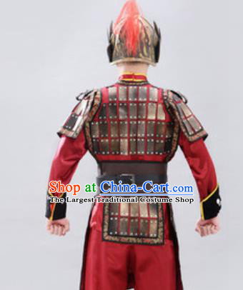 Traditional Chinese Ancient Drama Soldier Costumes Chinese Three Kingdoms Period Warrior Helmet and Armour for Men