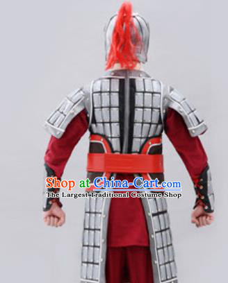 Traditional Chinese Ancient Drama General Costumes Chinese Three Kingdoms Period Warrior Helmet and Armour for Men