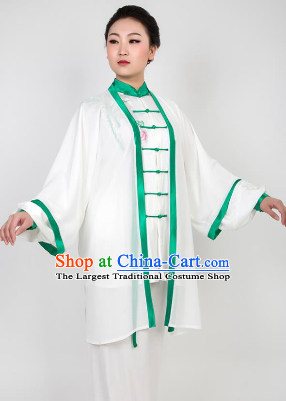 Chinese Traditional Martial Arts Embroidered Flowers Costume Best Kung Fu Competition Tai Chi Training Clothing for Women