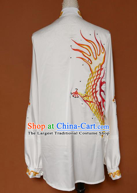White Best Martial Arts Competition Embroidered Dragon Uniforms Chinese Traditional Kung Fu Tai Chi Training Costume for Men