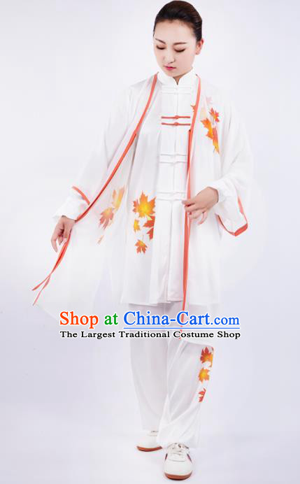 Chinese Traditional Martial Arts Printing Maple Leaf Costume Kung Fu Competition Tai Chi Training Clothing for Women