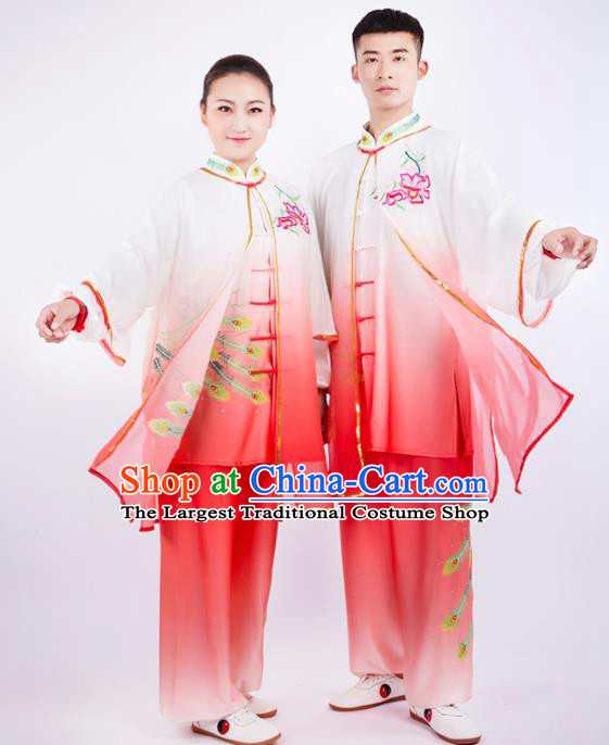 Chinese Traditional Martial Arts Competition Orange Costume Kung Fu Tai Chi Training Clothing for Men