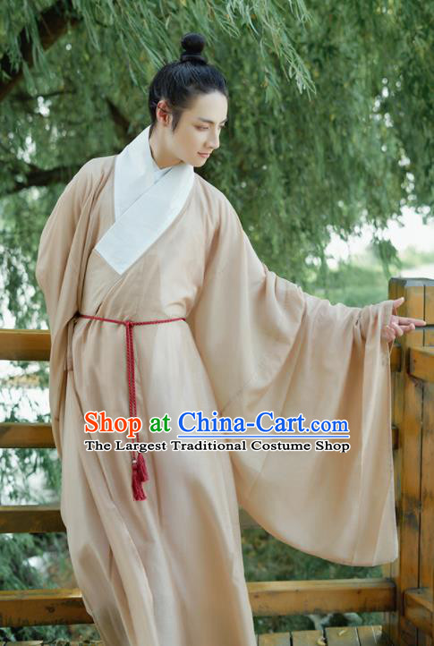 Traditional Chinese Ming Dynasty Childe Robe Ancient Drama Scholar Taoist Priest Replica Costumes for Men