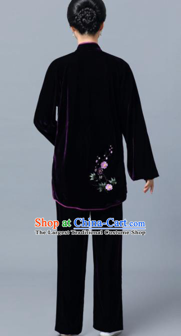 Professional Chinese Martial Arts Wine Red Velvet Costume Traditional Kung Fu Competition Tai Chi Clothing for Women