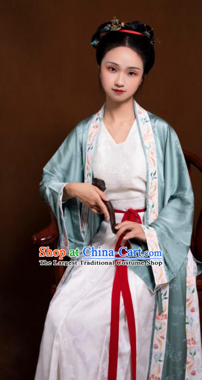 Traditional Chinese Song Dynasty Court Maid Embroidered Hanfu Dress Ancient Drama Aristocratic Lady Replica Costumes for Women