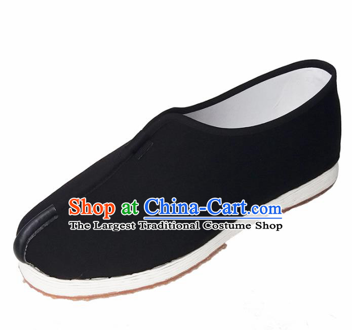 Traditional Chinese Monk Shoes Handmade Multi Layered Cloth Shoes Martial Arts Black Linen Shoes for Men