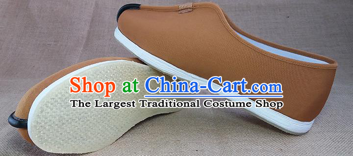 Traditional Chinese Monk Ginger Shoes Handmade Multi Layered Cloth Shoes Martial Arts Shoes for Men