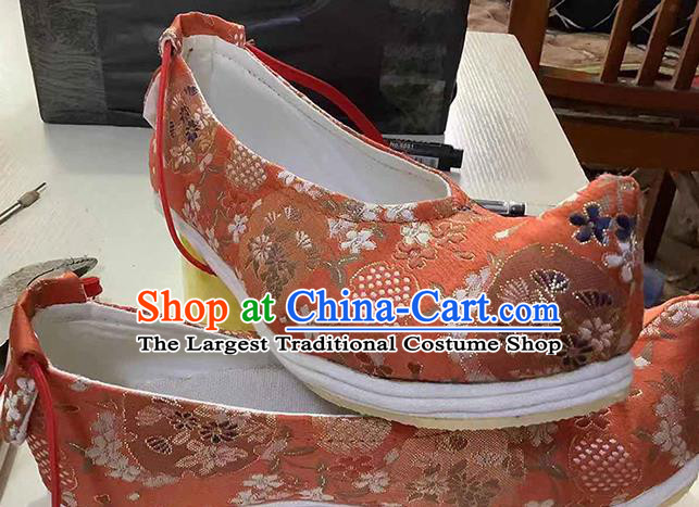 Traditional Chinese Red Blood Stained Shoes Handmade Wedding Hanfu Shoes Ancient Princess Shoes for Women