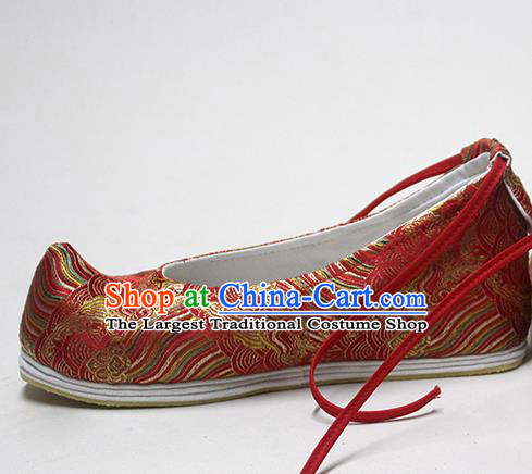 Traditional Chinese Wedding Blood Stained Shoes Handmade Red Hanfu Shoes Ancient Princess Shoes for Women