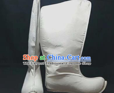 Traditional Chinese White Cloth Boots Handmade Hanfu Shoes Ancient Princess Shoes for Women