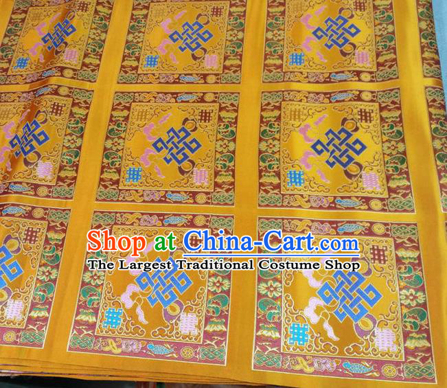 Asian Chinese Traditional Buddhism Lucky Pattern Design Golden Brocade Fabric Tibetan Robe Silk Material