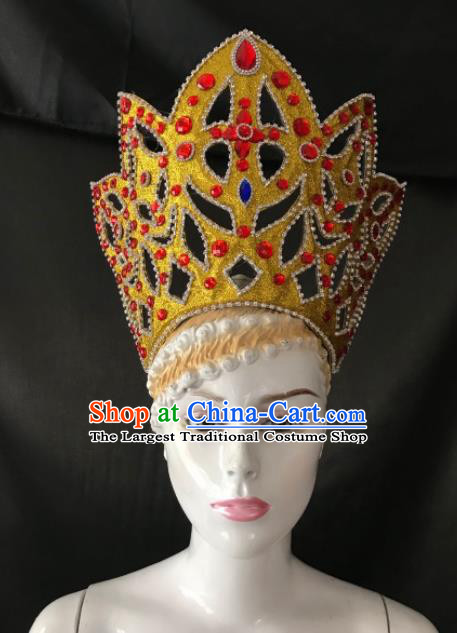 Customized Halloween Carnival Royal Crown Stage Show Giant Hair Accessories Brazil Parade Samba Dance Headpiece for Women