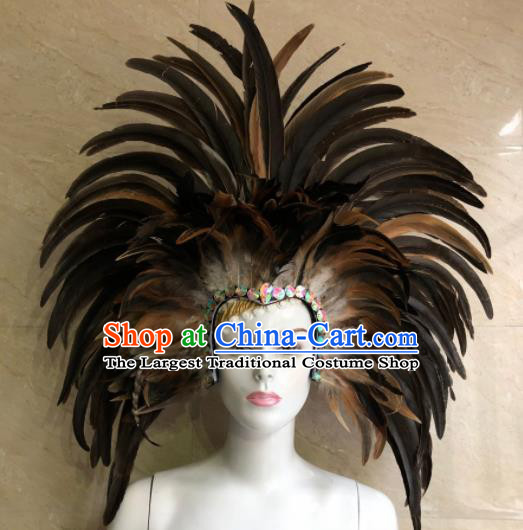 Customized Halloween Cosplay Feather Hair Accessories Brazil Parade Samba Dance Giant Headpiece for Women