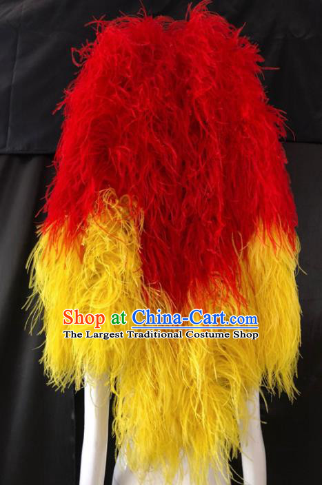 Customized Halloween Carnival Red and Yellow Feather Giant Hair Accessories Brazil Parade Samba Dance Headpiece for Women
