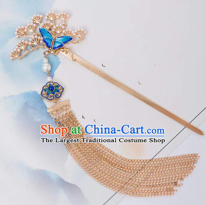 Top Chinese Traditional Pine Butterfly Hair Clip Handmade Hanfu Hairpins Hair Accessories for Women