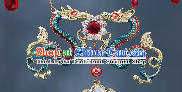 Top Chinese Traditional Cloisonne Dragon Necklace Handmade Hanfu Accessories for Women