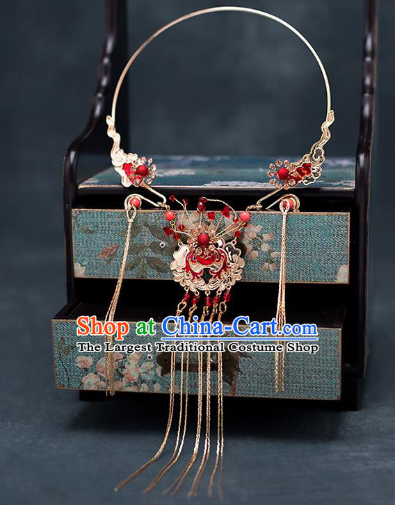 Top Chinese Traditional Cloisonne Red Necklace Handmade Hanfu Accessories for Women