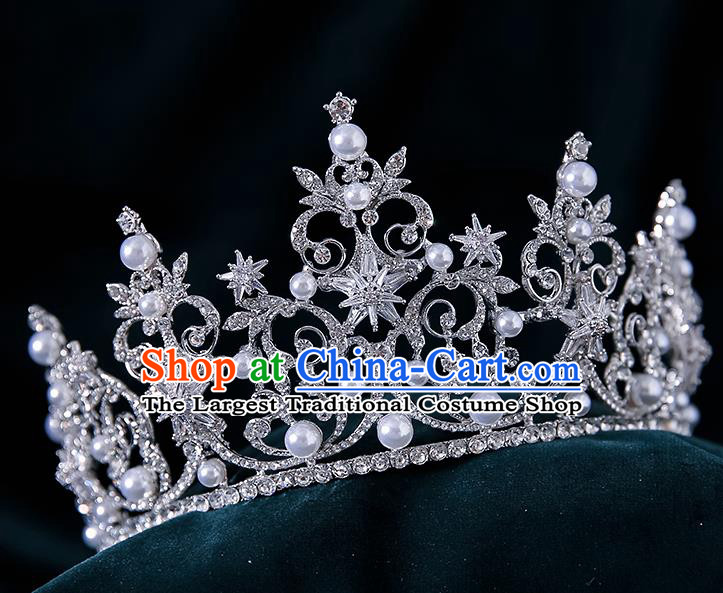 Top Grade Handmade Princess Zircon Hexagram Royal Crown Wedding Bride Hair Accessories for Women