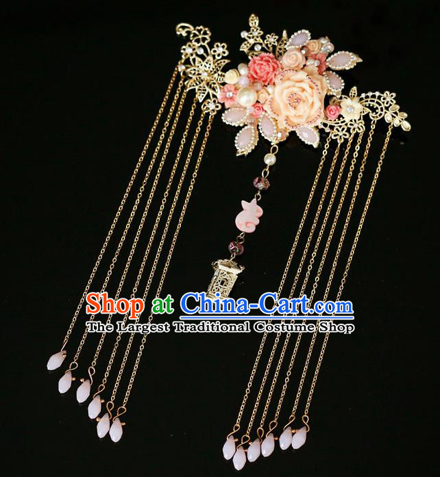 Top Chinese Traditional Lotus Tassel Hair Claw Handmade Hanfu Hairpins Hair Accessories for Women