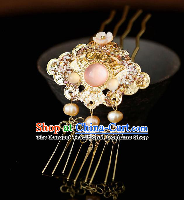 Top Chinese Traditional Golden Hair Comb Handmade Hanfu Hairpins Hair Accessories for Women