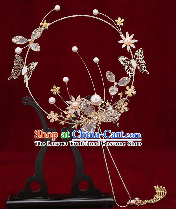 Chinese Traditional Wedding Round Fan Ancient Bride Palace Fans for Women