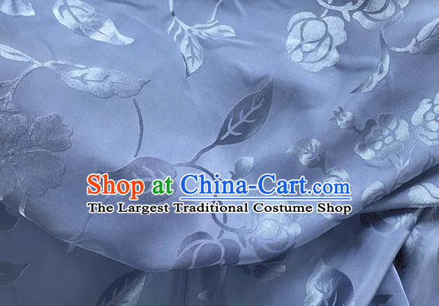 Asian Chinese Traditional Twine Pattern Design Blue Brocade China Hanfu Satin Fabric Material
