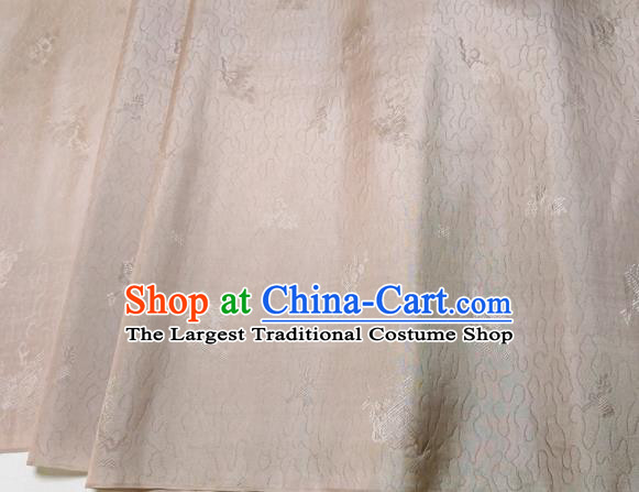 Asian Chinese Traditional Pattern Design Beige Brocade Silk Fabric China Hanfu Satin Material