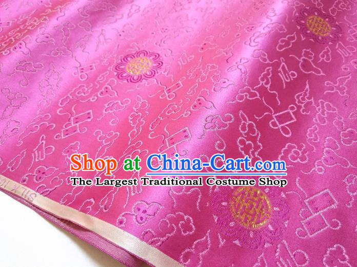 Asian Chinese Traditional Round Pattern Design Rosy Brocade Silk Fabric China Hanfu Satin Material