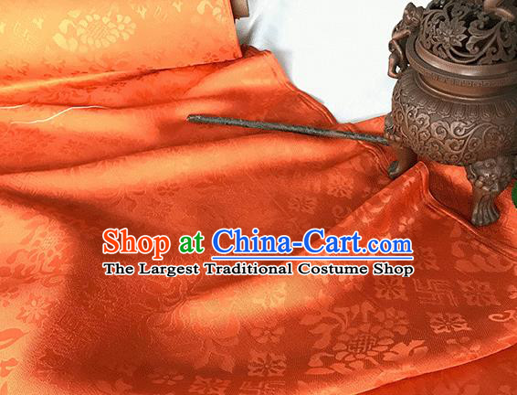 Asian Chinese Traditional Broken Branches Pattern Design Orange Silk Fabric China Qipao Material