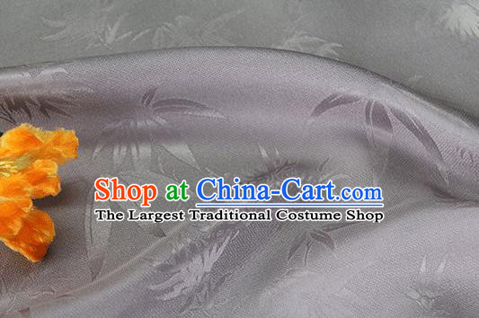 Asian Chinese Traditional Bamboo Leaf Pattern Design Grey Silk Fabric China Qipao Material