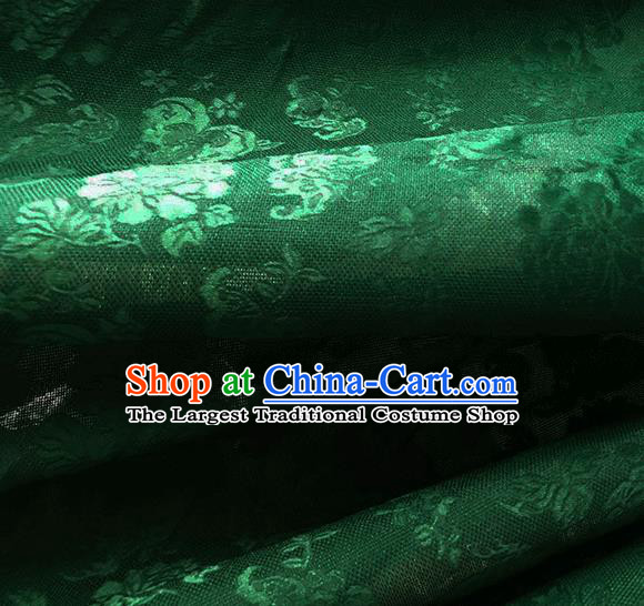Asian Chinese Traditional Peony Pattern Design Green Silk Imitation China Qipao Silk Fabric Material