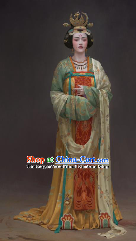 Chinese Ancient Tang Dynasty Palace Lady Dress Drama the Longest Day in Chang An Wang Yunxiu Replica Costumes and Headpiece Complete Set