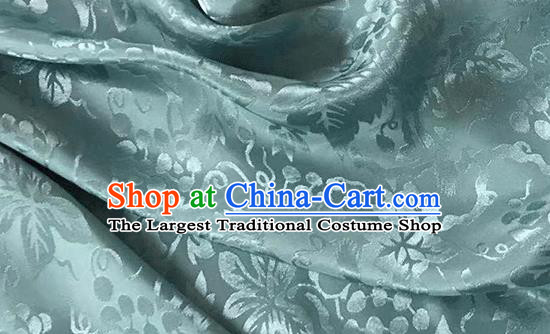 Asian Chinese Traditional Grape Pattern Design Green Brocade China Hanfu Satin Fabric Material