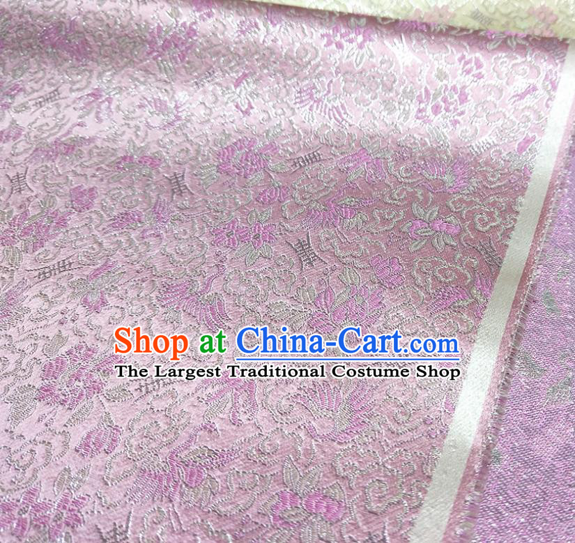 Asian Chinese Traditional Crane Pattern Design Pink Brocade Silk Fabric China Hanfu Satin Material