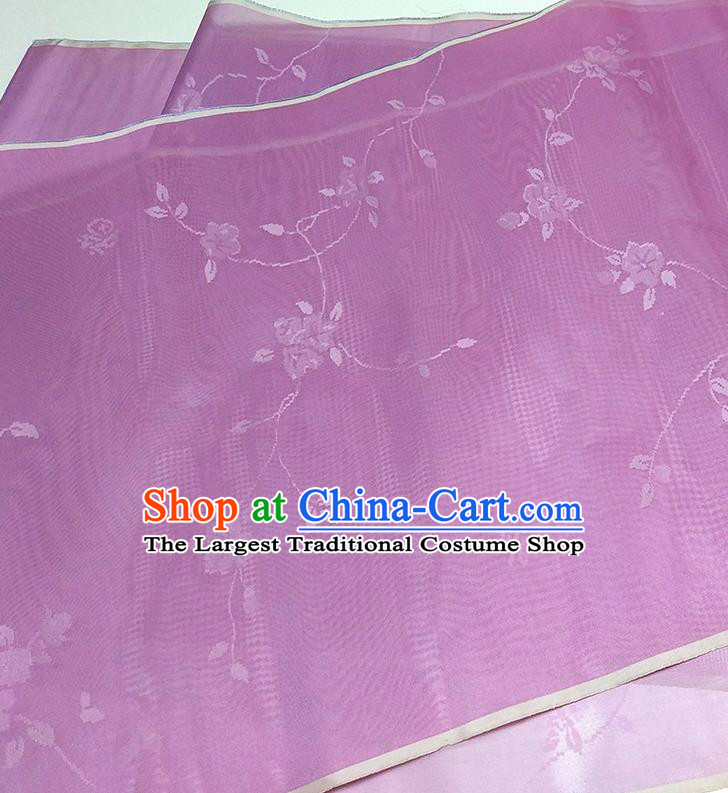 Asian Chinese Traditional Flowers Branch Pattern Design Purple Silk Fabric China Hanfu Silk Material