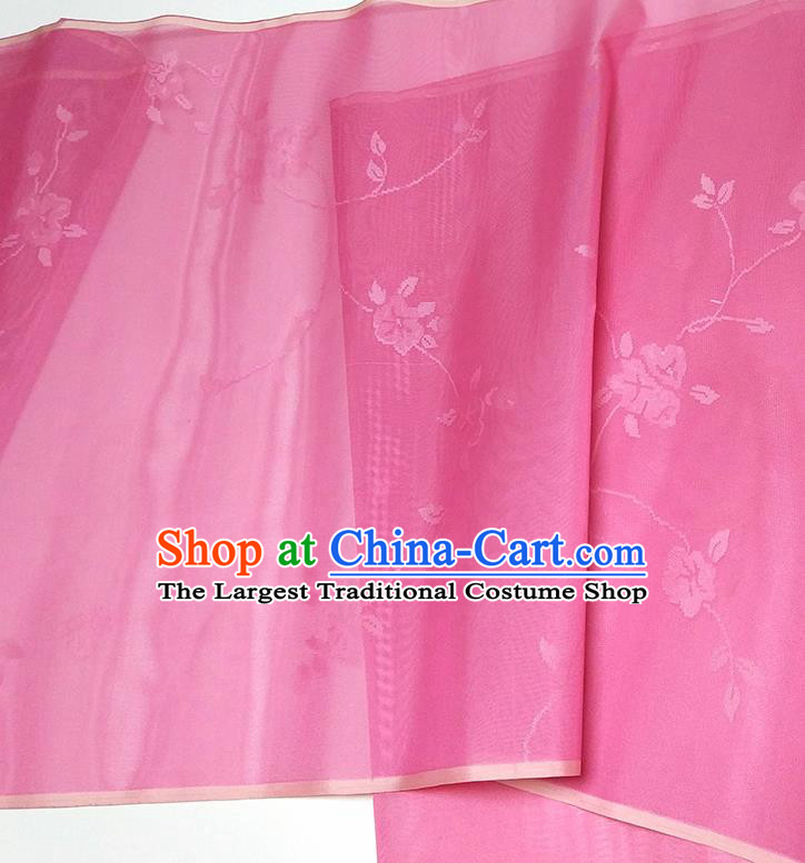 Asian Chinese Traditional Flowers Branch Pattern Design Peach Pink Silk Fabric China Hanfu Silk Material