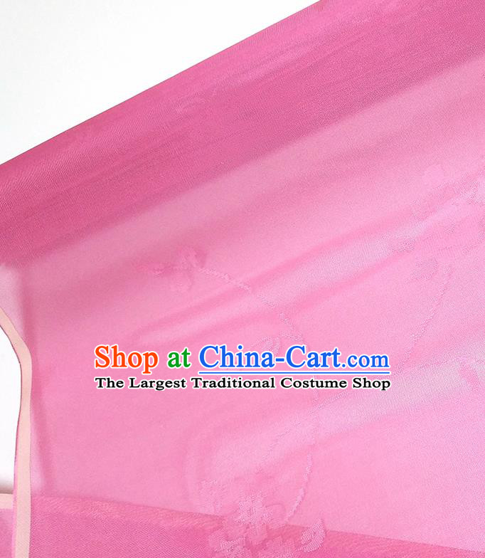 Asian Chinese Traditional Flowers Branch Pattern Design Peach Pink Silk Fabric China Hanfu Silk Material