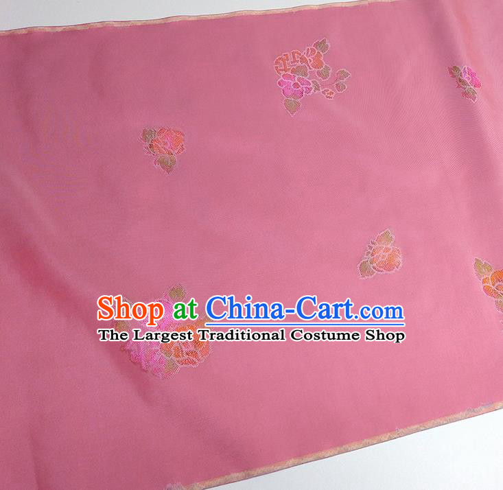Asian Chinese Traditional Flowers Pattern Design Pink Silk Fabric China Hanfu Silk Material